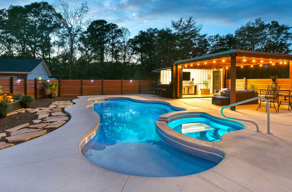 Pool Lighting & Water Features Lafayette swimming pool contractor Crown Pools